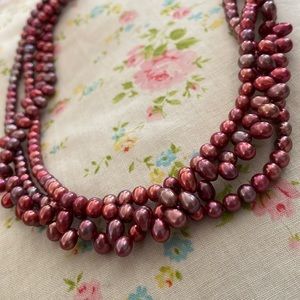 Deep pink pearl necklace